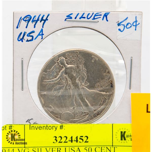 1944 VG SILVER USA 50 CENT