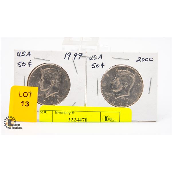 1999 & 2000 USA J.F. KENNADY 50 CENTS