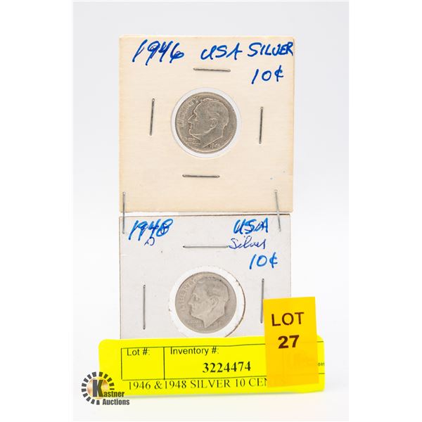 1946 & 1948 SILVER 10 CENTS
