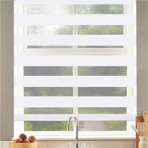 NEW WITH BOX SEEYE 40 X 72" WHITE ZEBRA BLIND WITH