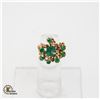 Image 1 : 10K YELLOW GOLD NATURAL BERYL EMERALD CLUSTER RING