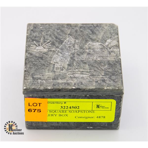 SQUARE SOAPSTONE JEWELLERY BOX