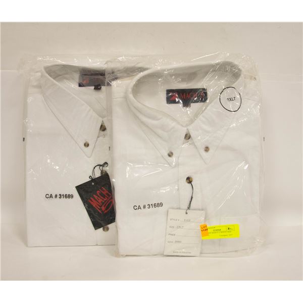 NEW MEN'S SHIRTS 2 WHITE SIZE 2XL-TALL