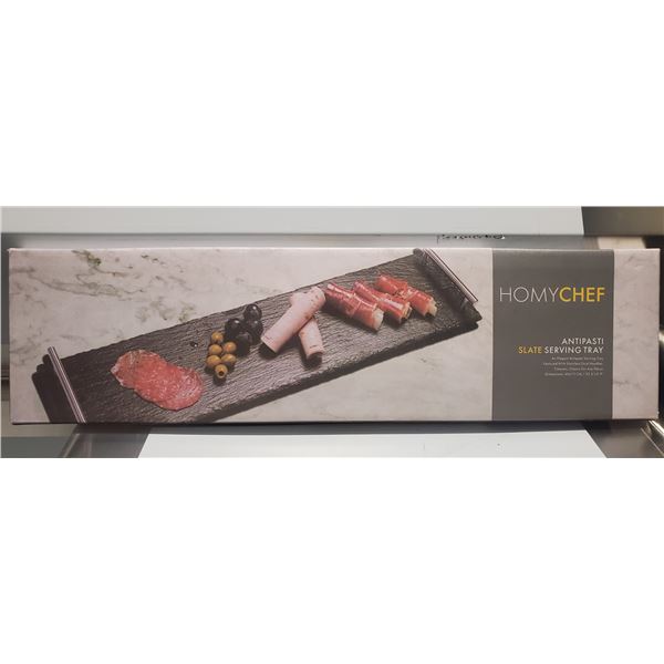 NEW LARGE ANTIPASTI SLATE SERVING TRAY W/ STEEL