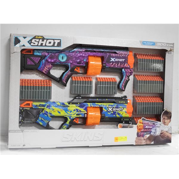 NEW ZURU X-SHOT AIR SOFT 2 GUN SET W/ 300 DARTS