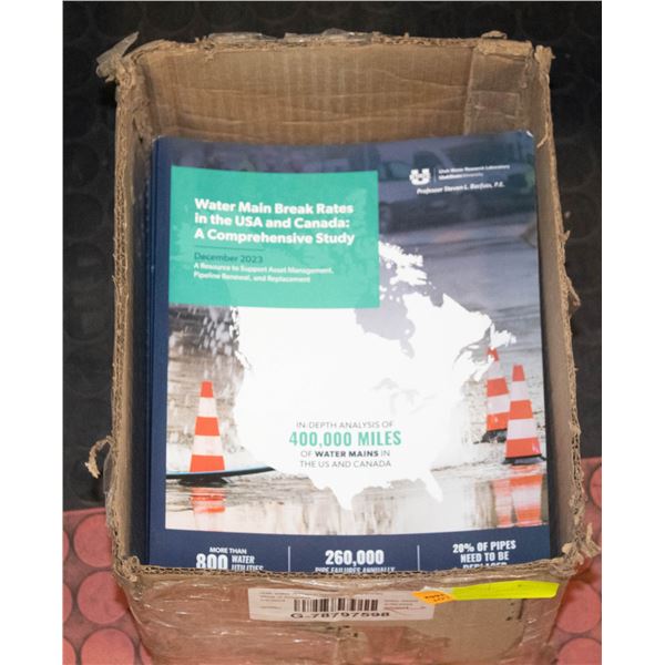 BOX OF WATER RESEARCH BOOKS - WATER MAIN BREAK