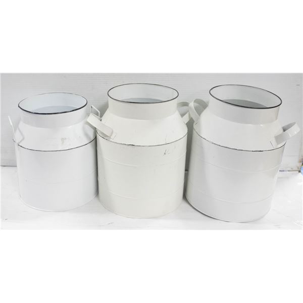 LOT OF 3 VINTAGE MILK CANS