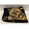 Image 1 : QUEEN-KING CAT PRINT REVERSIBLE BLANKET