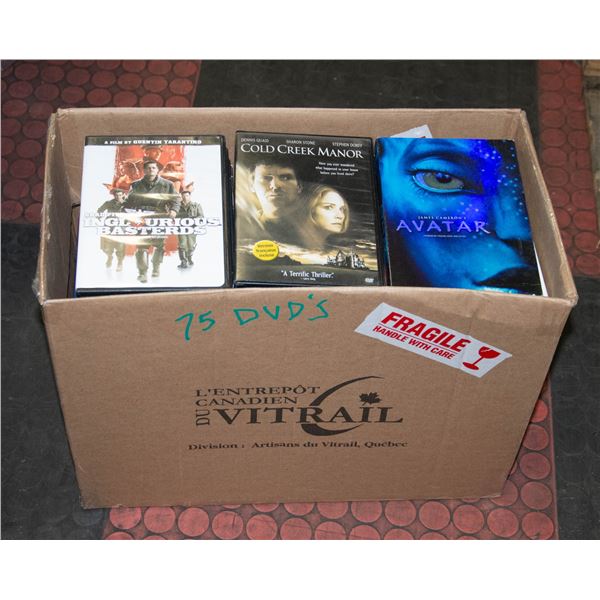 BOX OF 75 COUNT DVD'S
