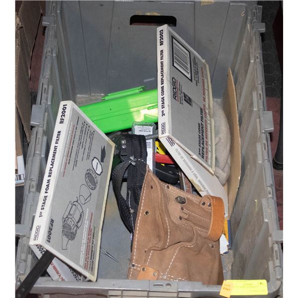TOTE OF SHOP EQUIPMENT