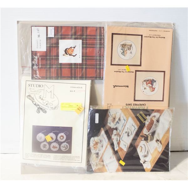 4 VINTAGE CROSS STITCH KITS