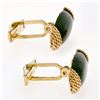 Image 5 : Vintage 14k Yellow Gold Long Marquise Shaped Jade Rope Pattern Swivel Cuff Links