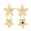 Image 4 : Estate 18k Yellow Gold Puffed & Polished Dual Star Drop Dangle Enhancer Earrings
