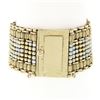 Image 3 : Vintage 14K Yellow Gold Round & Grooved Bead Pearl 6.75" Wide Strap Bracelet