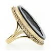 Image 5 : Vintage 14K Gold Large Black Onyx Matte Carved Cameo Intaglio Round Platter Ring
