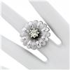 Image 3 : Vintage 18K White Gold .78 ctw Round Brilliant Diamond Large Cocktail Flower Rin