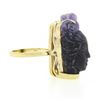 Image 5 : Vintage 14k Gold Carved Amethyst 3D Lady Face Head Cameo Ring Open Work Setting