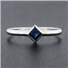 Image 2 : NEW Petite 14k White Gold 0.25 ctw Square Step Cut Bezel Sapphire Solitaire Ring