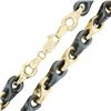 Image 4 : Unisex Vintage Italian 14K Yellow Gold Alternating Hematite Link Chain Bracelet