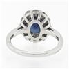Image 7 : NEW 18k White Gold 3.39 ctw SSEF Oval Sapphire & Diamond Halo Engagement Ring