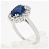 Image 9 : NEW 18k White Gold 3.39 ctw SSEF Oval Sapphire & Diamond Halo Engagement Ring