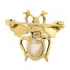 Image 3 : Estate 14K Gold Red Spinel & Baroque Pearl Detailed Fly Bee Insect Pin Brooch