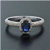 Image 2 : Petite 14K White Gold 1.05 ctw Oval Sapphire Solitaire & Diamond Halo Promise Ri