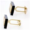 Image 4 : 14K Yellow Gold Rectangular Cut Black Onyx Florentine Finish Swivel Cuff Links