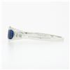 Image 7 : 14k White Gold 1.57 ctw Round Sapphire & Baguette Diamond 3 Stone Engagement Rin