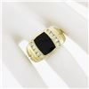 Image 3 : Mens 14K Gold .35 ctw Inlaid Black Onyx w/ Diamond Channel Polished Wide Band Ri