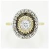 Image 4 : Unique Vintage 14k Two Tone Gold .57 ctw Diamond Halo Open Work Domed Platter Ri