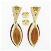 Image 5 : 18k Gold 10.0 ctw Marquise Cut Fine Orange Citrine & Diamond Drop Dangle Earring