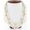 Image 1 : Vintage 38.5" Long 8-8.5mm Pearl & 14k Yellow Gold Polished Bead Strand Necklace