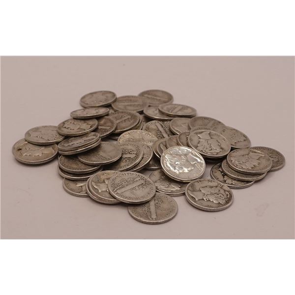 (50) Mercury Dimes 90% Silver