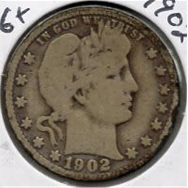 1902-O Silver Barber Quarter