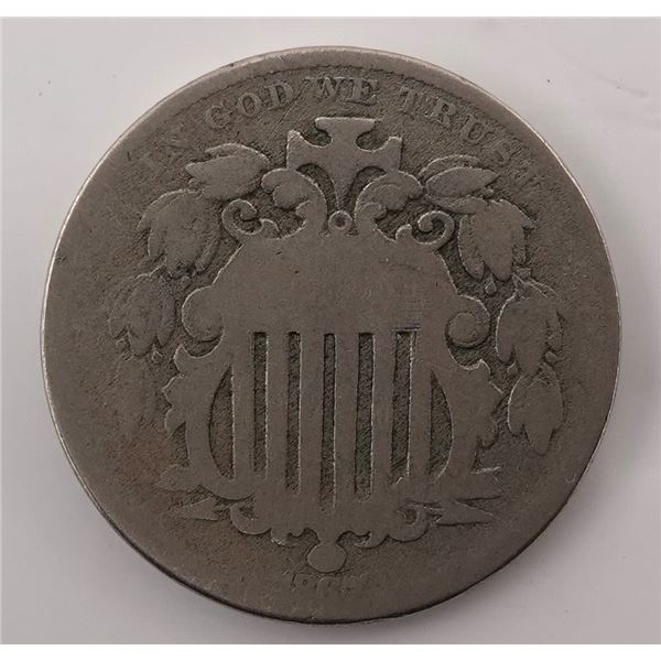 1867 Shield Nickel Without Rays
