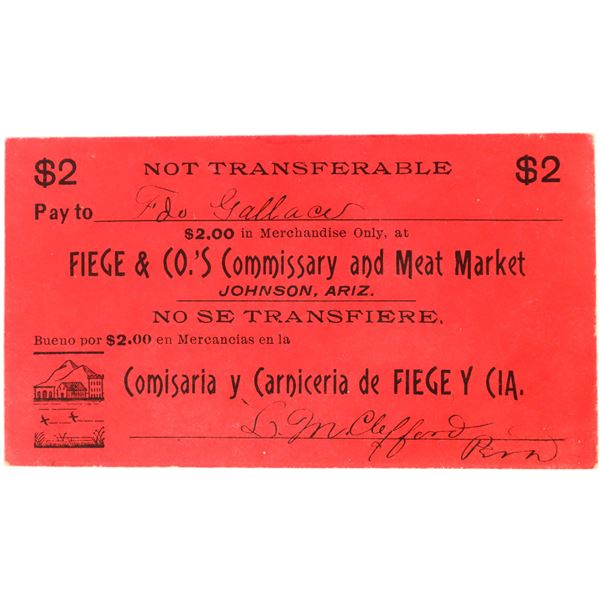 Fiege & Co.'s Commissary $2 Token [178756]