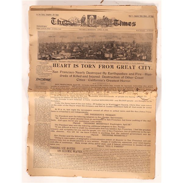 Newspaper Article LA Times about SF Earthquake 1906 [178716]