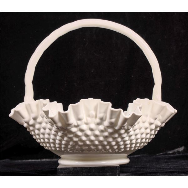 White Ceramic Basket with Handle [181731]