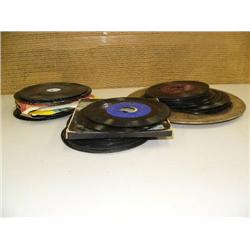 Silver plated tray and large collection of old 45 RPM records (199)