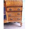 Image 3 : Fabulous American Quarter Sawn oak drop front desk, 3 drawer, shaped beveled mirror with lion's head