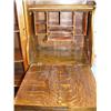 Image 4 : Fabulous American Quarter Sawn oak drop front desk, 3 drawer, shaped beveled mirror with lion's head