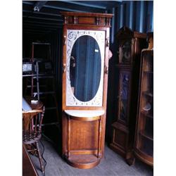 Contemporary American Marble top hall stand with etched glass (199)