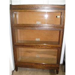 Oak Mission 3 stacker oak lawyers bookcase, all original finish (194)