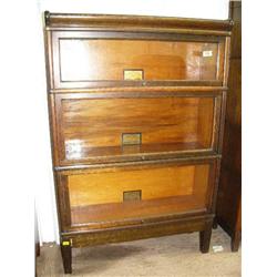 3 stacker oak lawyers bookcase with original finish (194)