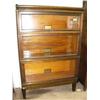 Image 1 : 3 stacker oak lawyers bookcase with original finish (194)