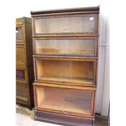 4 stacker oak bookcase with all original finish and 3 sized shelves (194)