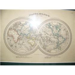 Map of the world matted and framed (194)