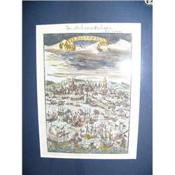 Early wood block print of Palermo, Italy, 1686 published (194)