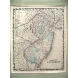 Map double matted and framed map of New Jersey by Johnson and Howard (194)
